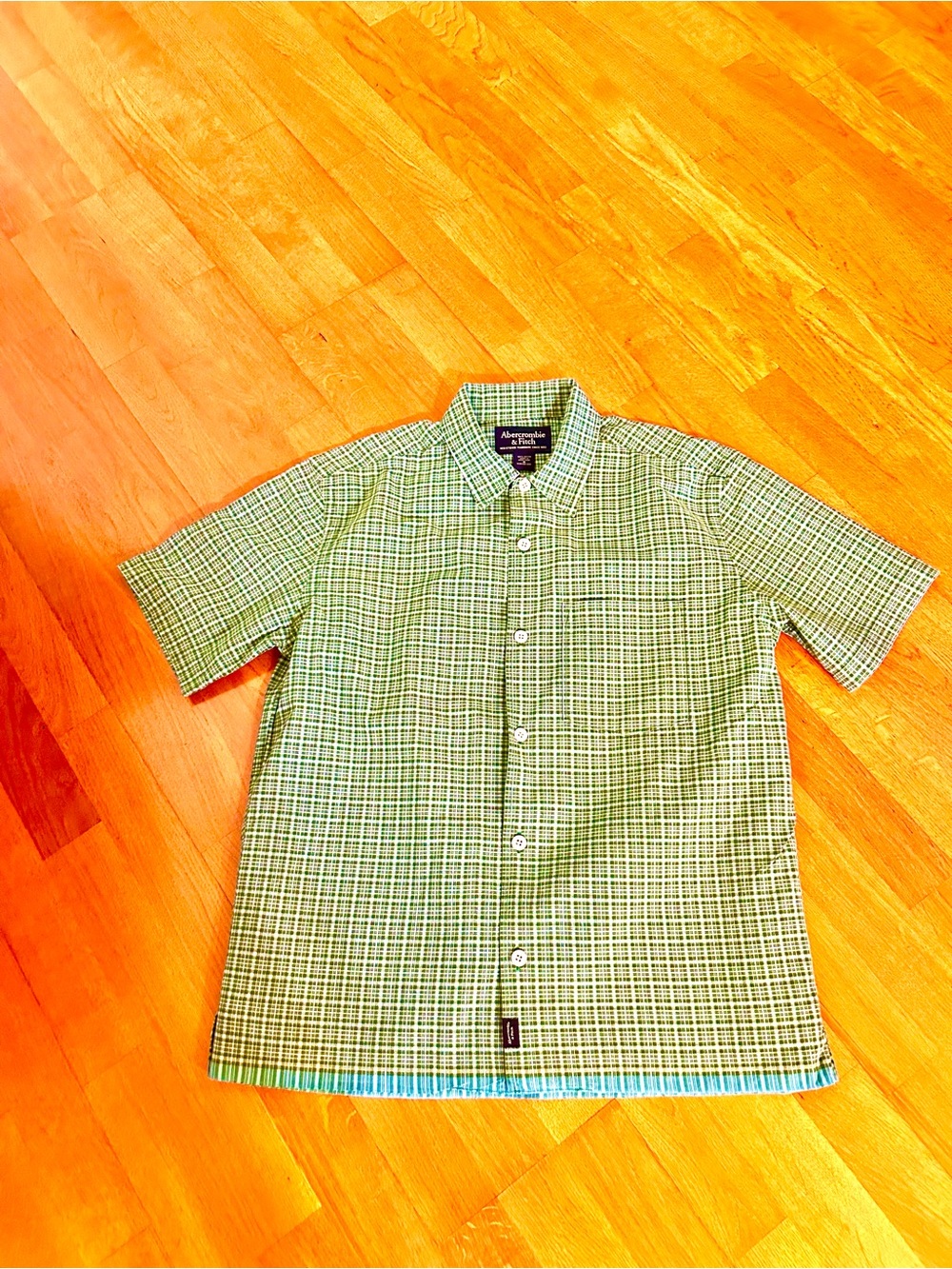 Vintage Abercrombie and Fitch Short Sleeve Plaid Shirt Blue/Green Small